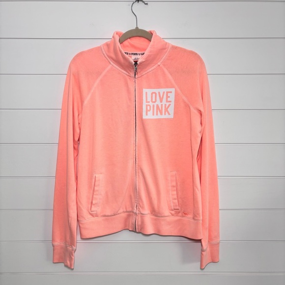 Victoria's Secret PINK  Full Zip Athletic Jacket Orange Size M - Picture 1 of 11